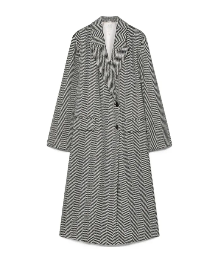 Wool Coat With Chevron Patterning