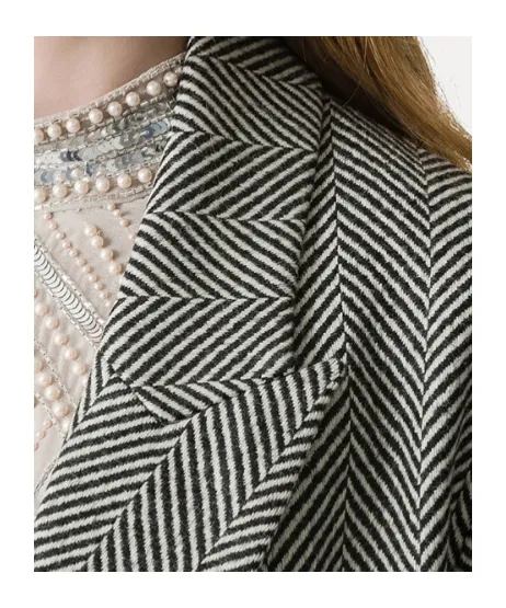 Wool Coat With Chevron Patterning