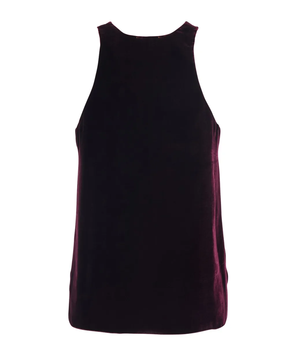 Sleeveless V-Neck Velvet Top