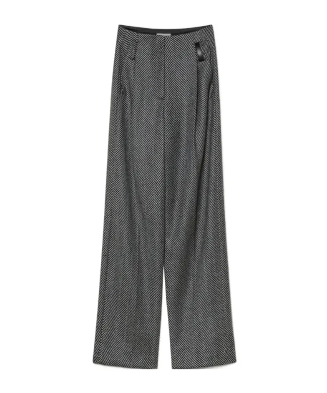 Herringbone Wide-Leg Pants