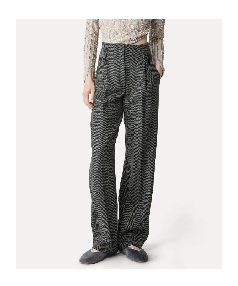 Herringbone Wide-Leg Pants