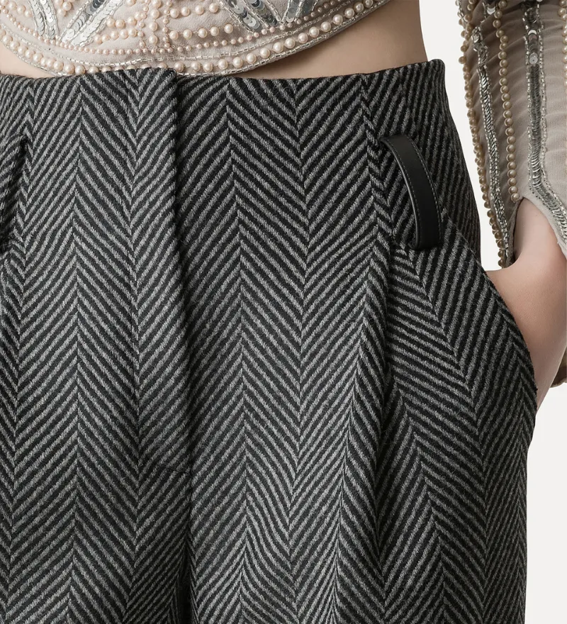 Herringbone Wide-Leg Pants
