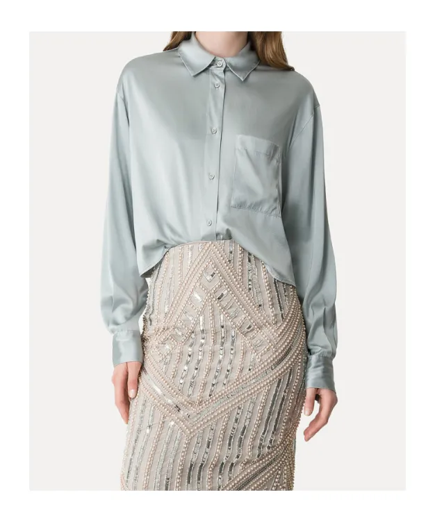 Satin Button-Up Top