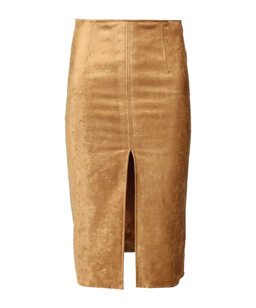 Stretch Velvet Pencil Skirt