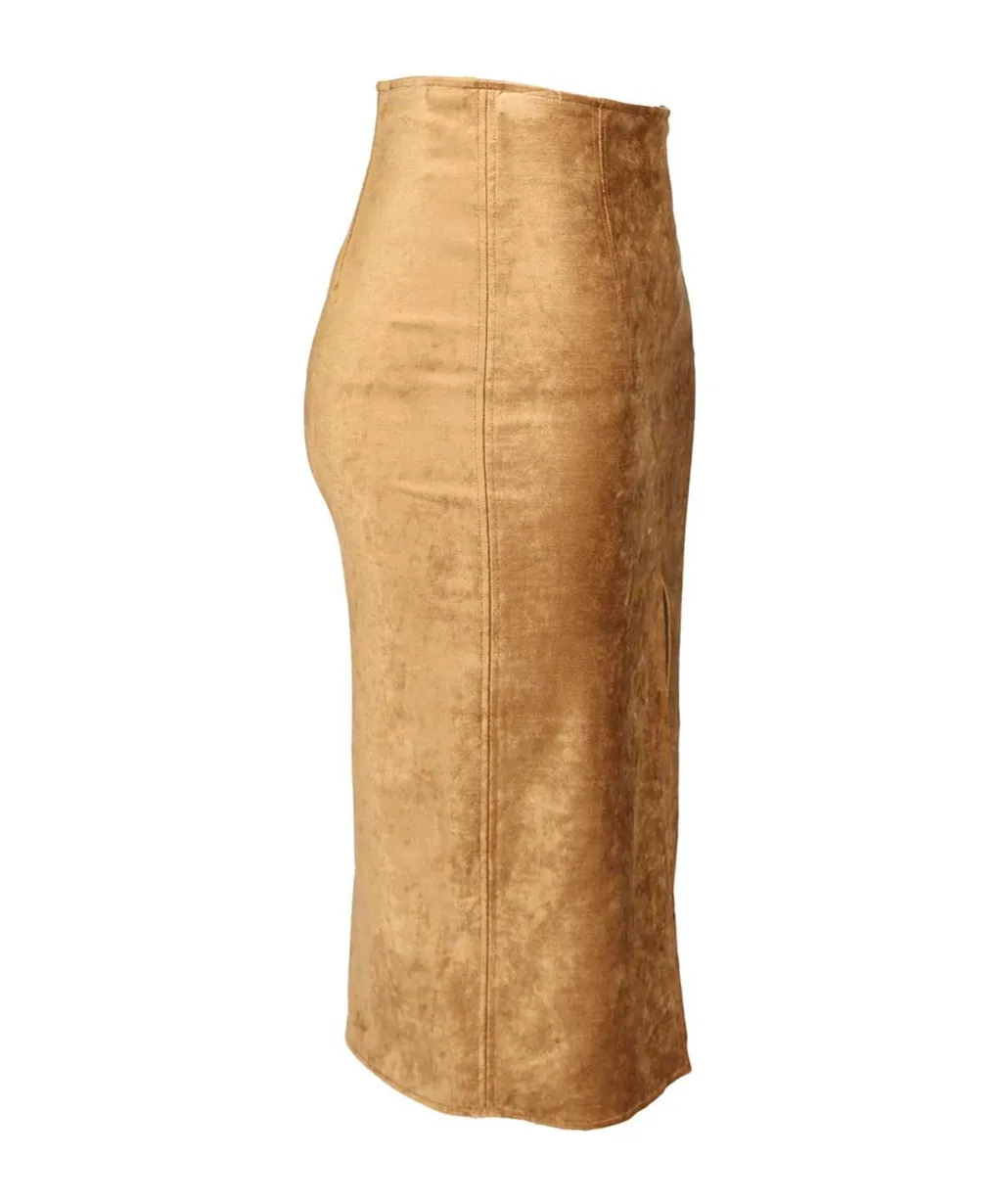 Stretch Velvet Pencil Skirt