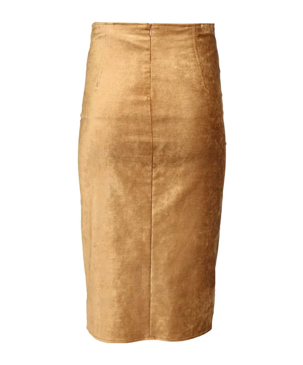 Stretch Velvet Pencil Skirt