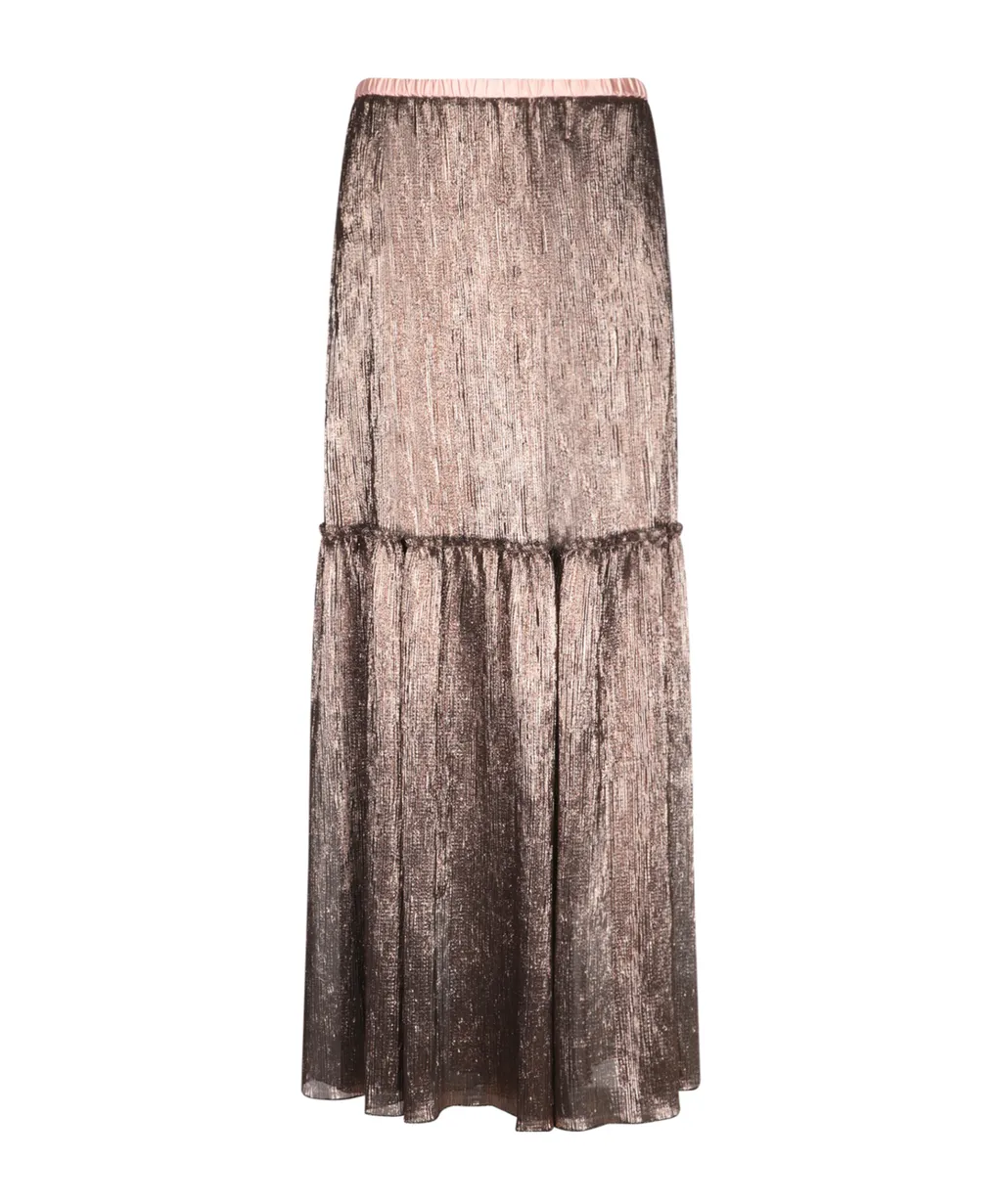 Tiered Lamé Skirt
