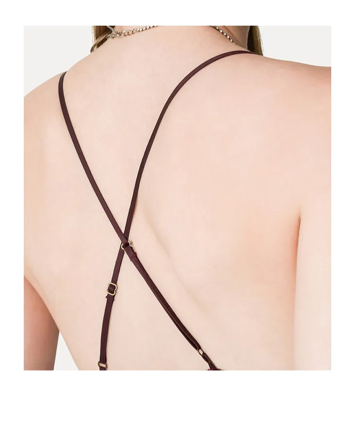 Dress In Plain Viscose-And-Silk Velvet With Spaghetti Straps