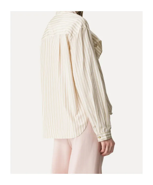 Taffeta Shirt With Striped Pattern And Detachable Bow Detail