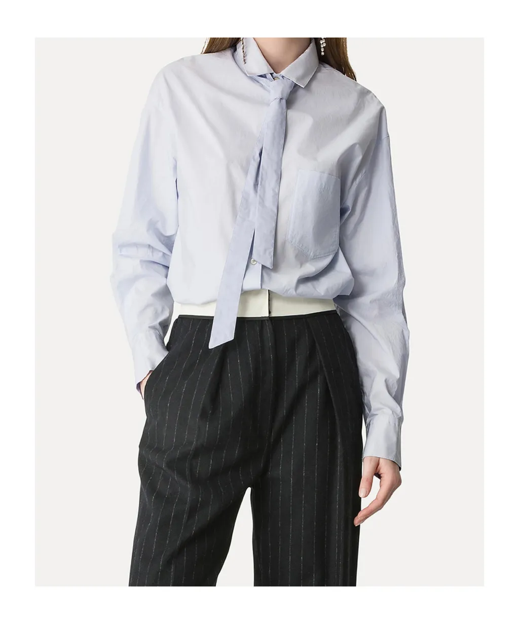 Grosgrain-Tie Poplin Shirt