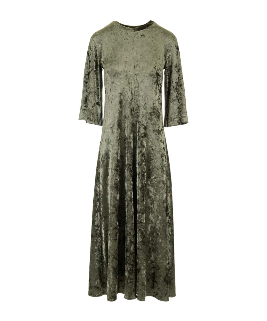 Crewneck Stretched Velvet Dress