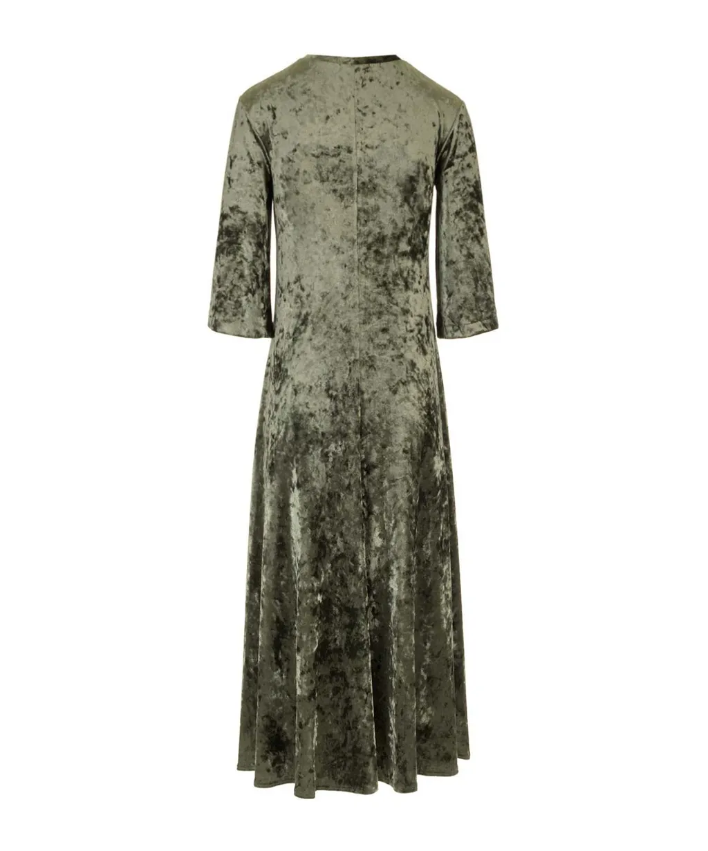 Crewneck Stretched Velvet Dress