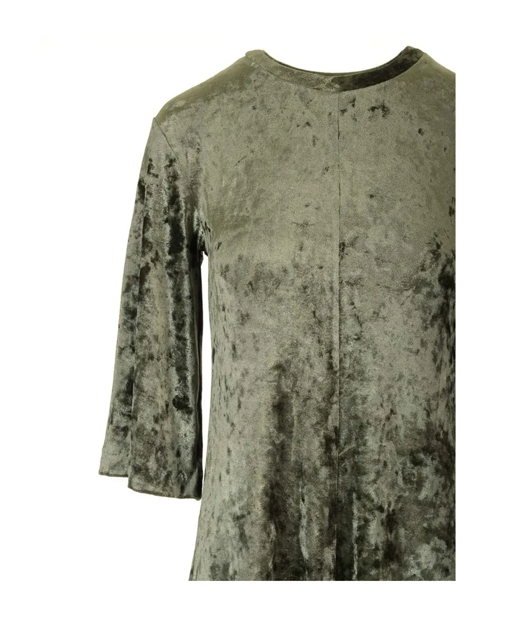 Crewneck Stretched Velvet Dress