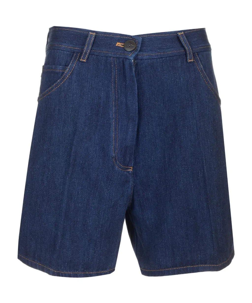 Belt-Loop Denim Shorts