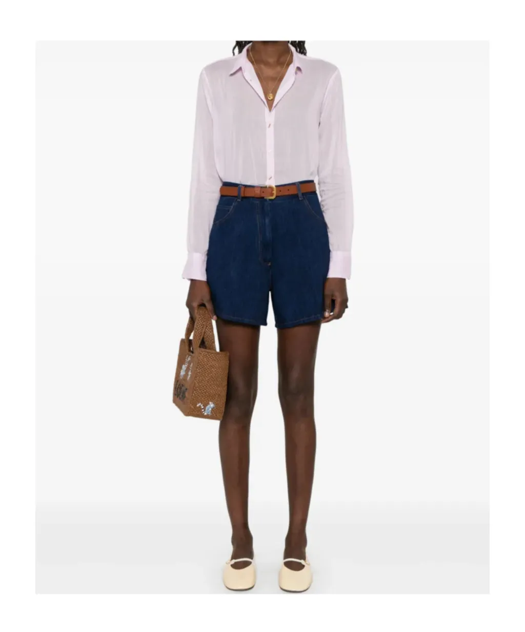 Belt-Loop Denim Shorts