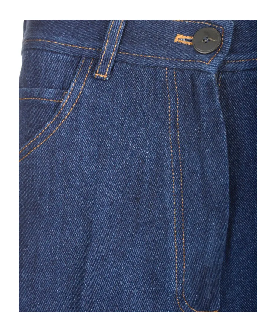 Belt-Loop Denim Shorts