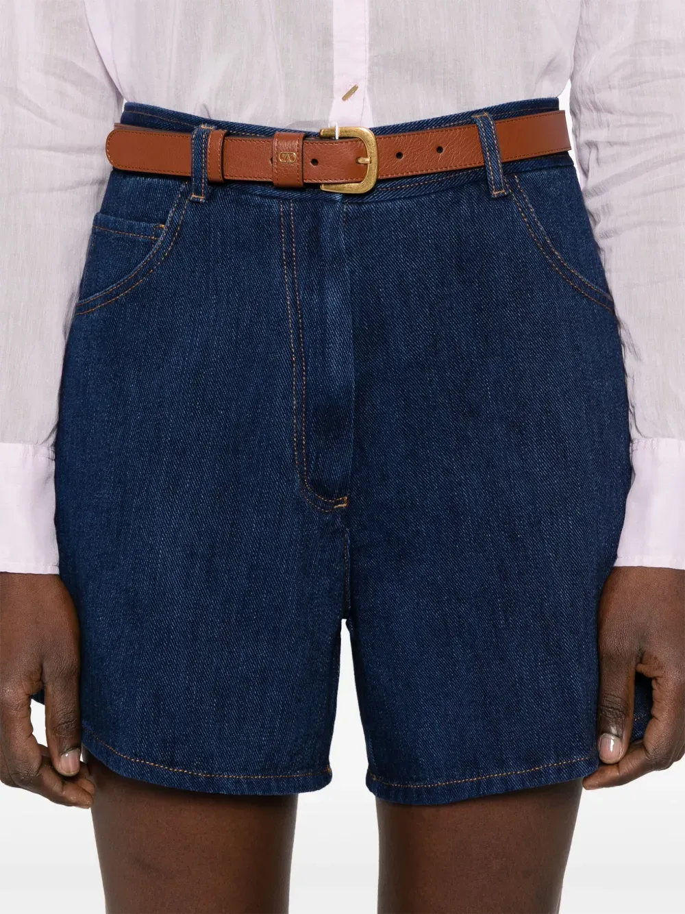 Belt-Loop Denim Shorts