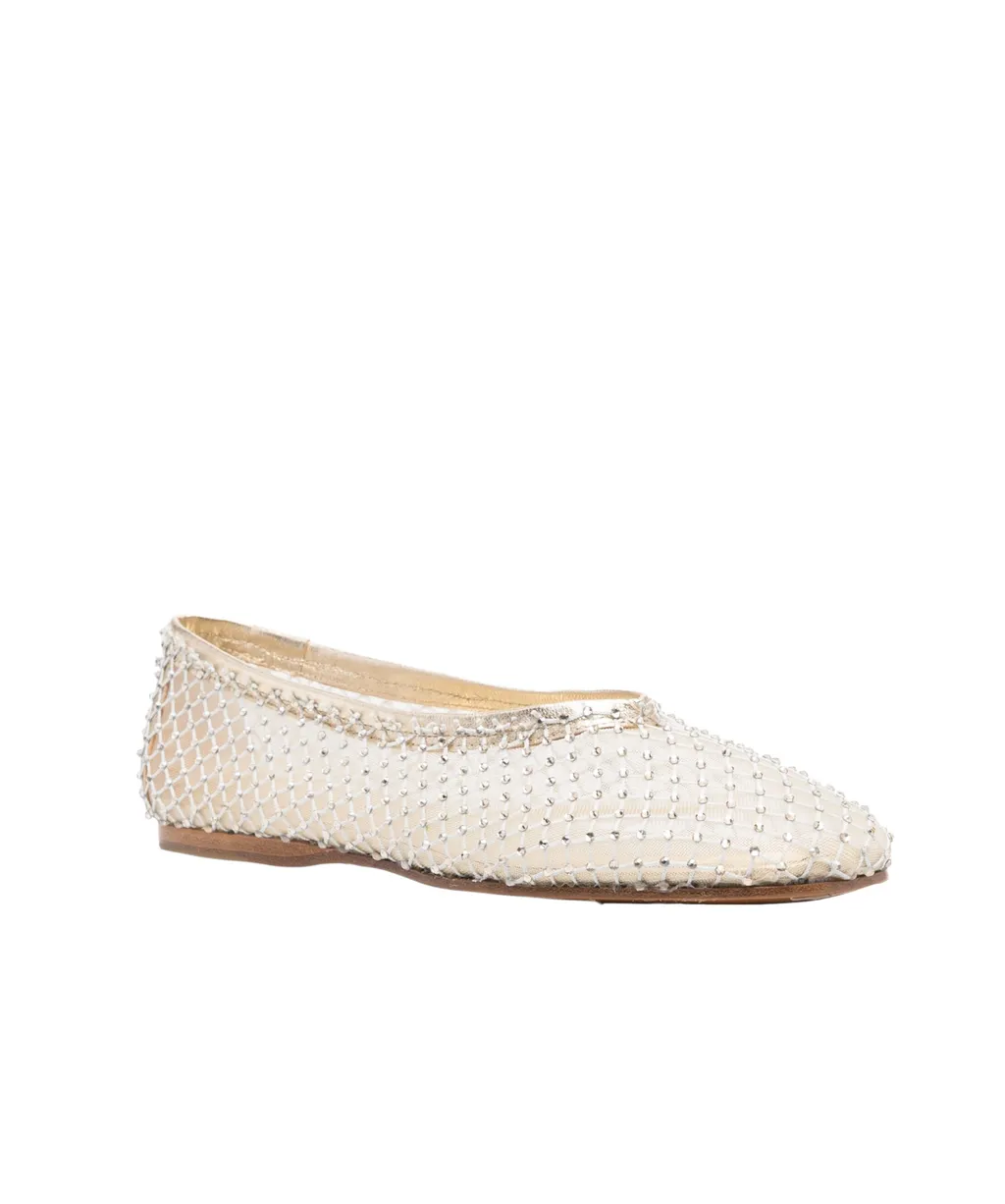 Mesh Embellished Flat Shoes