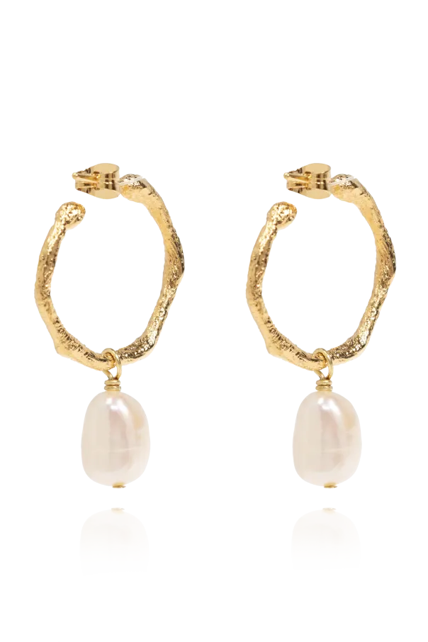 Faux-Pearl Pendant Hoop Earrings