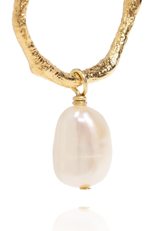 Faux-Pearl Pendant Hoop Earrings
