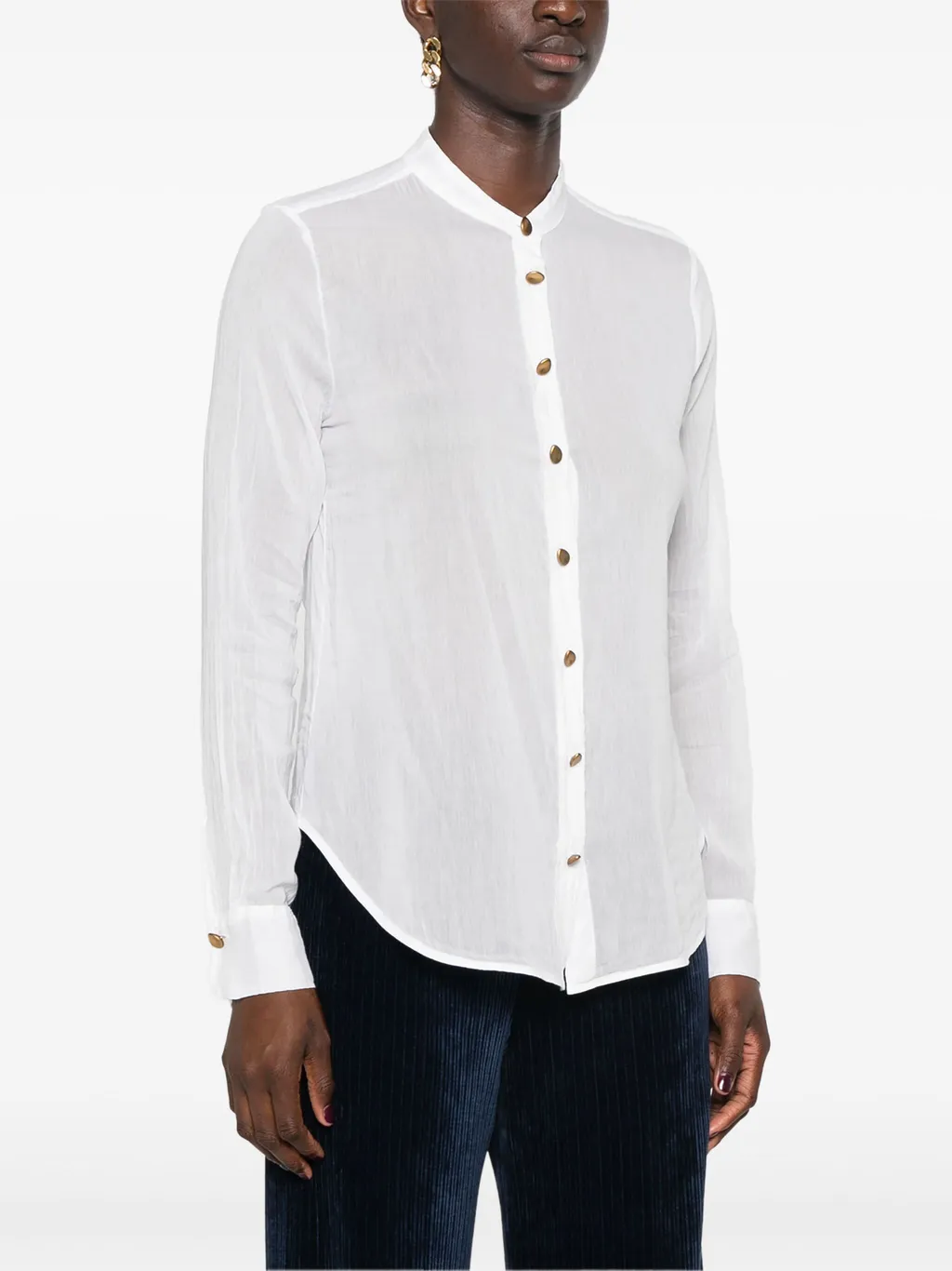 Long-Sleeve Semi-Sheer Shirt