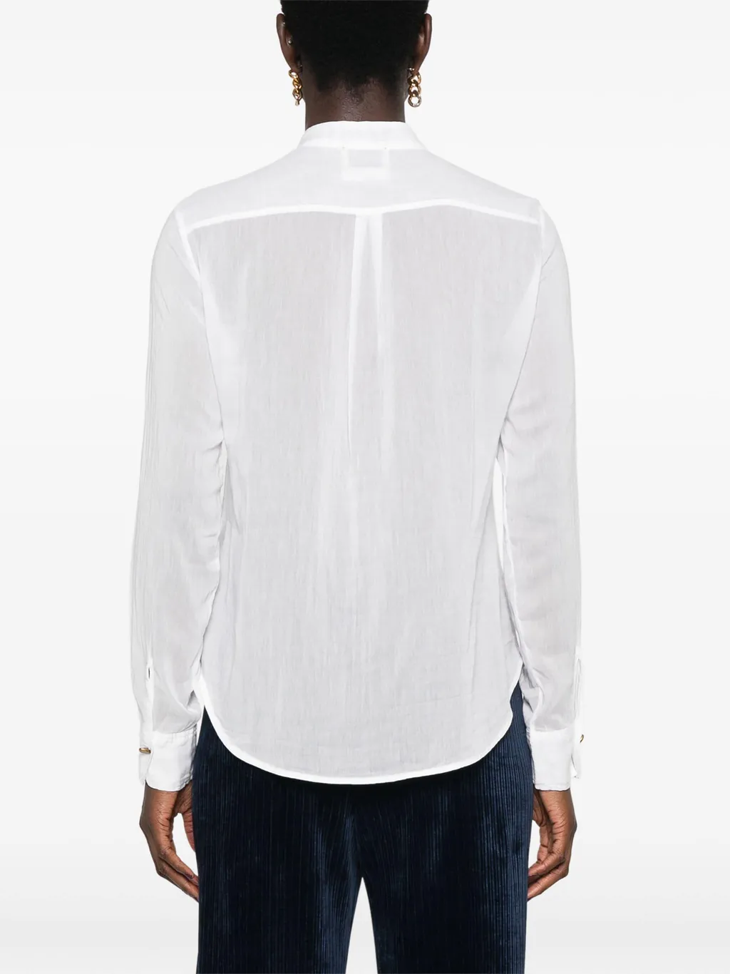 Long-Sleeve Semi-Sheer Shirt