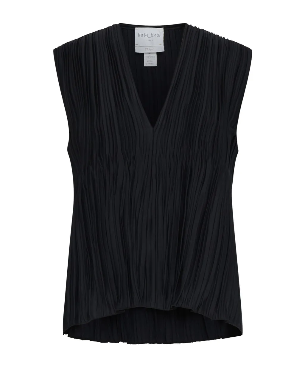 Pleated V-Neck Blouse