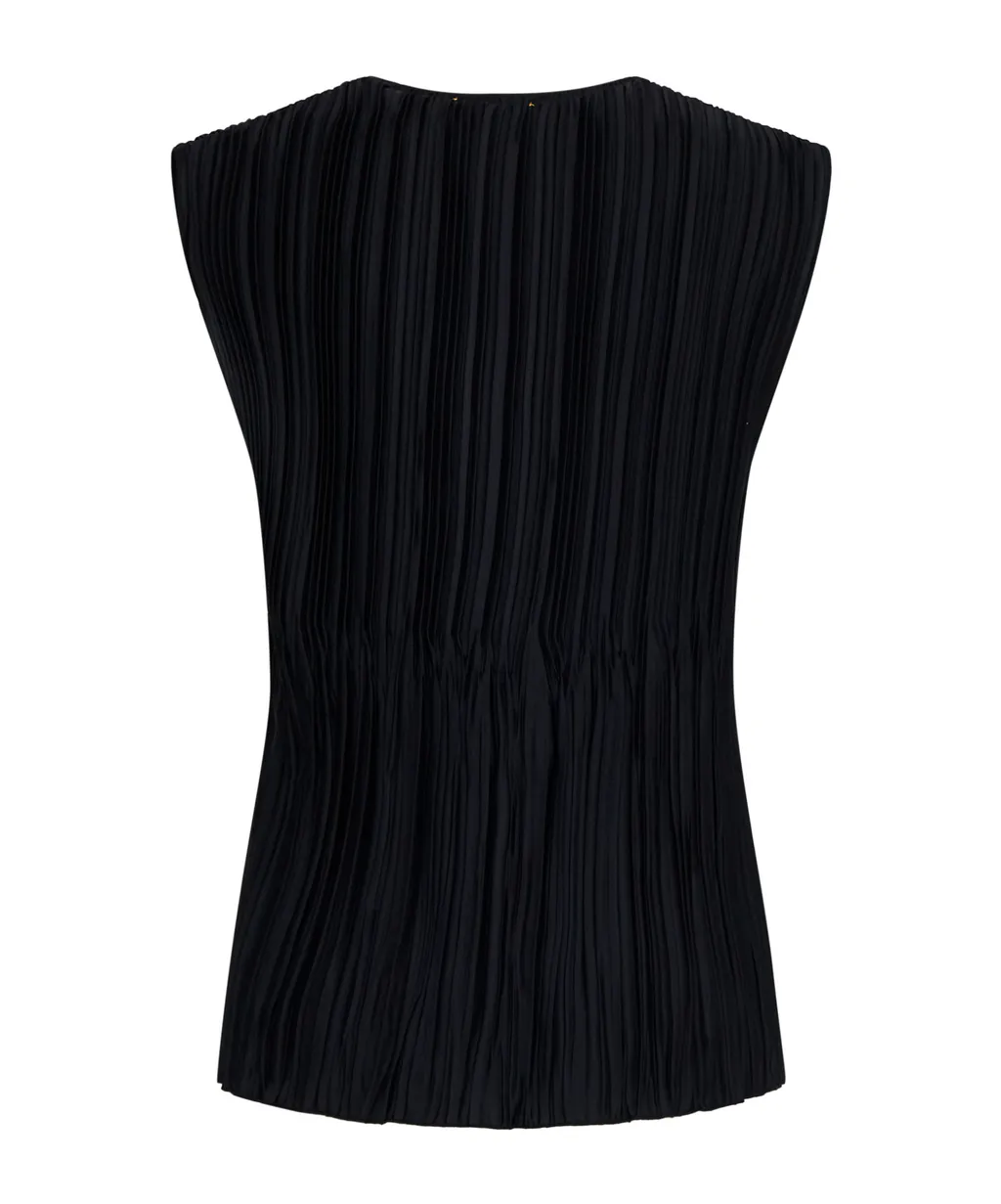 Pleated V-Neck Blouse