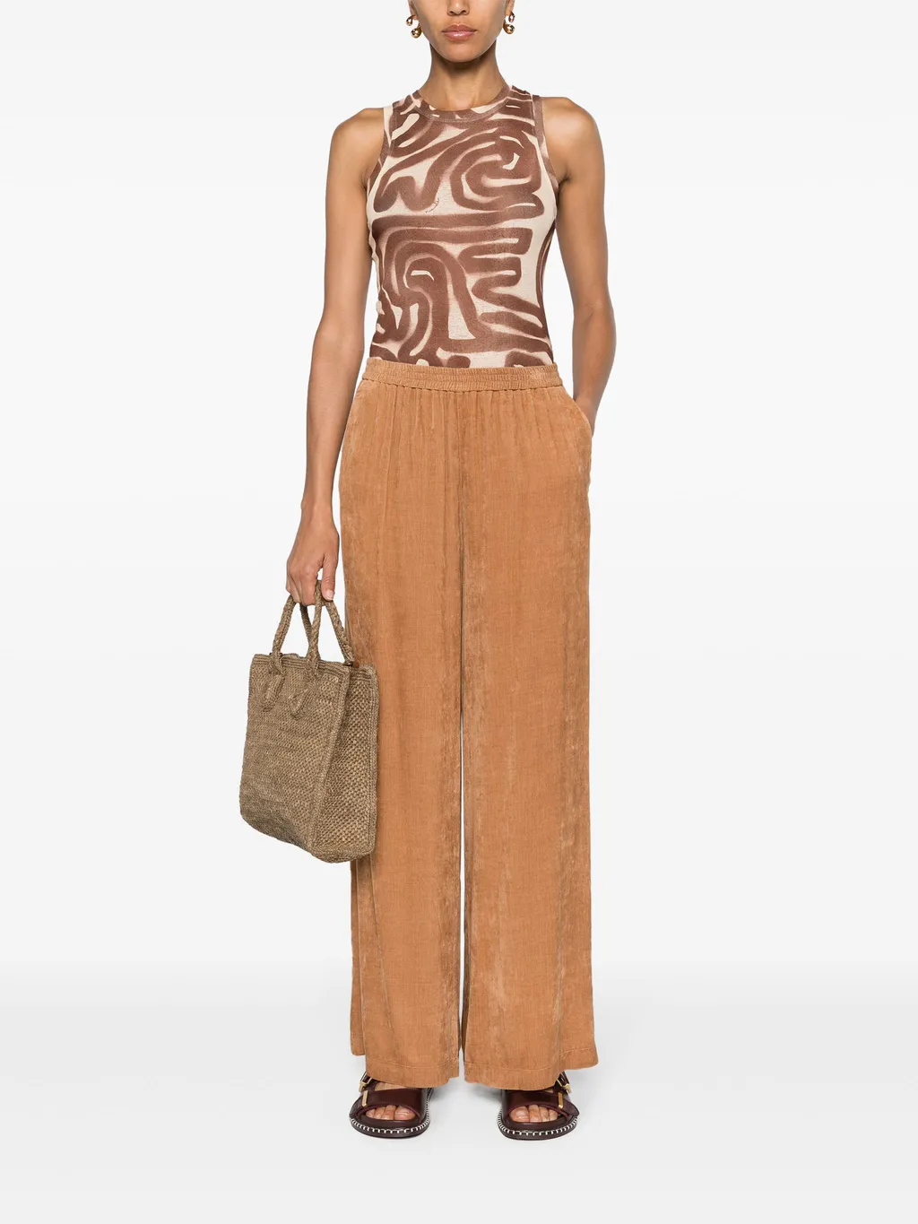 Elastic Waist Wide-Leg Pants