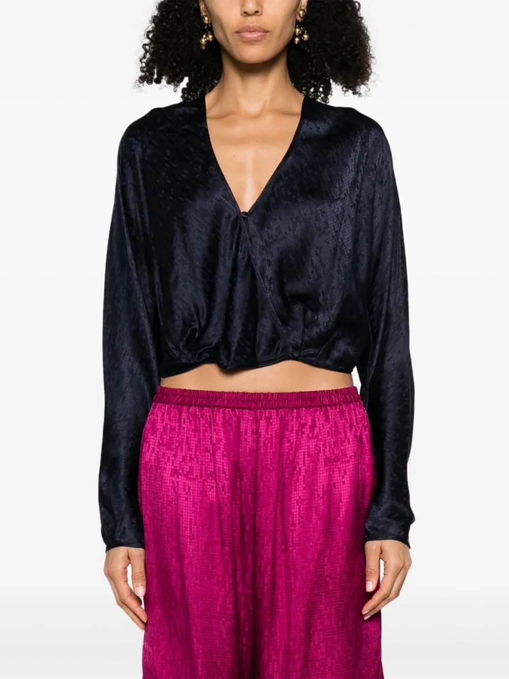 Long-Sleeved V-Neck Blouse