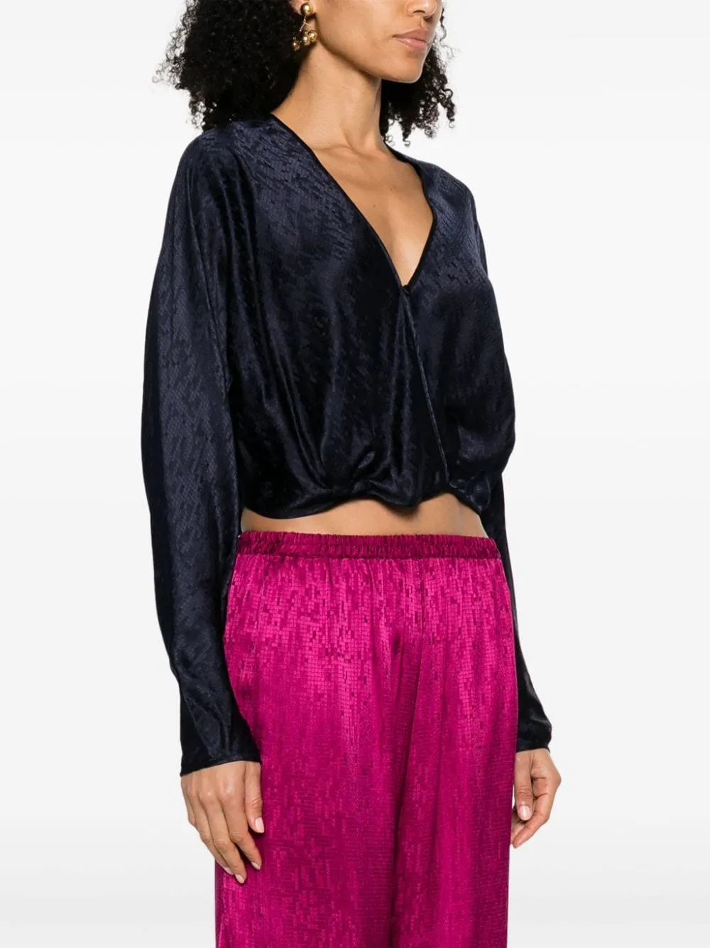 Long-Sleeved V-Neck Blouse
