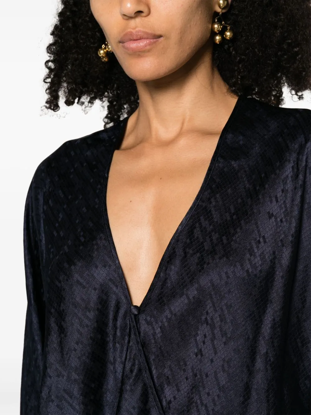Long-Sleeved V-Neck Blouse