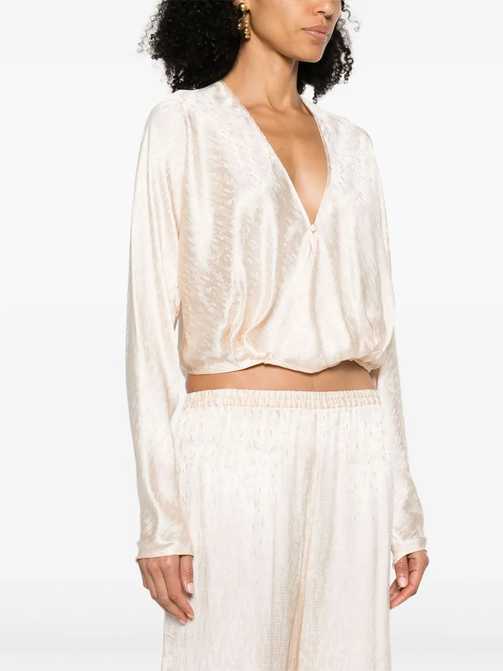 Long-Sleeved V-Neck Blouse