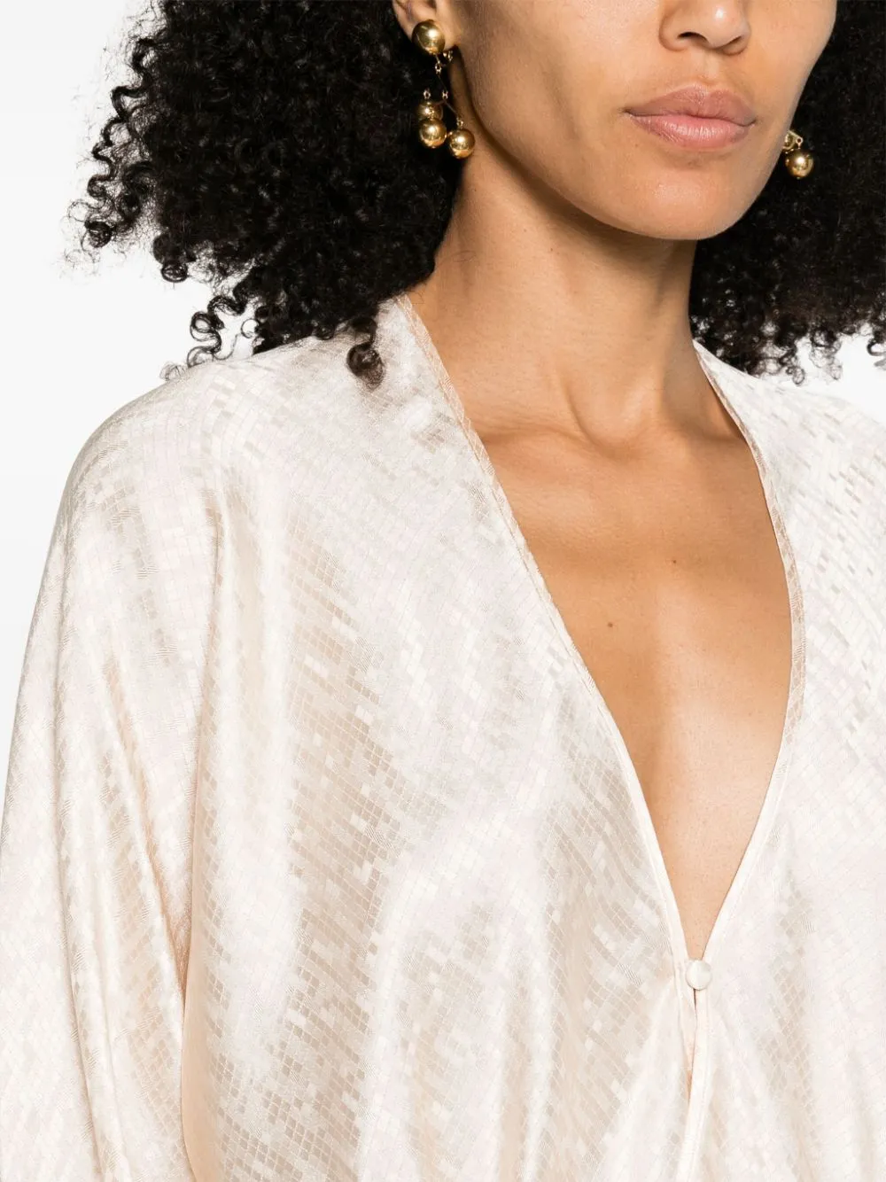 Long-Sleeved V-Neck Blouse