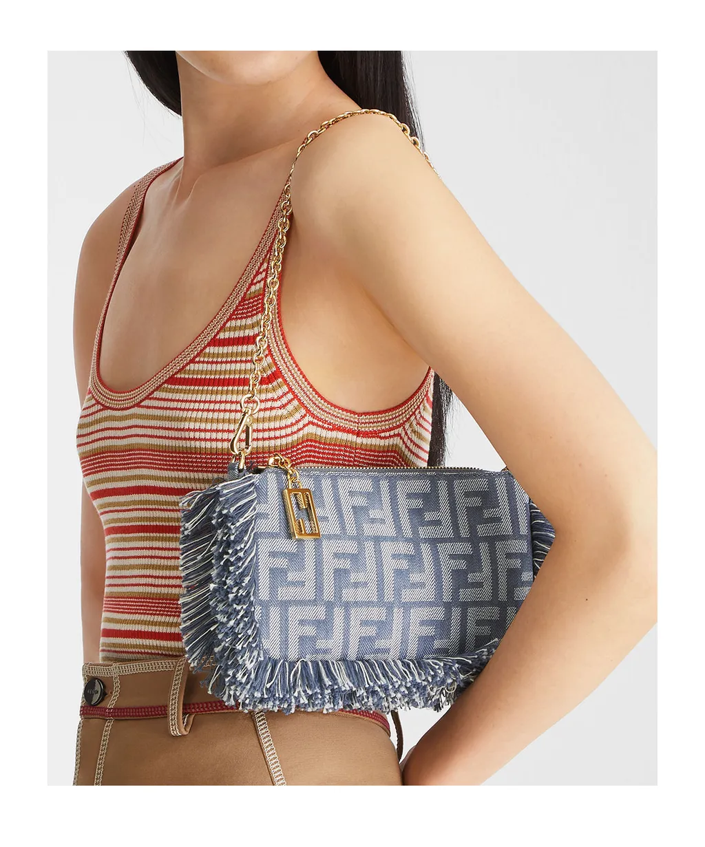 Baguette Ff Jacquard Fringed Pouch