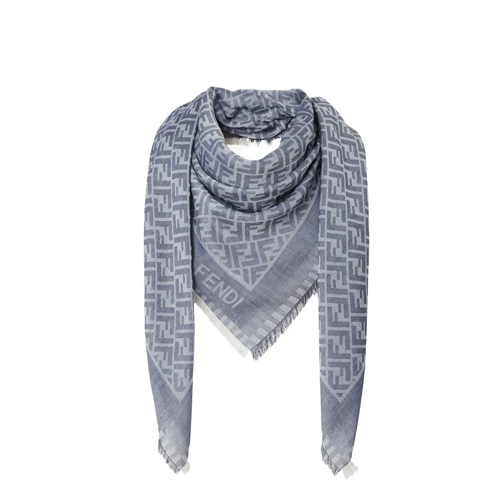 Allover Ff Printed Frayed-Edge Scarf
