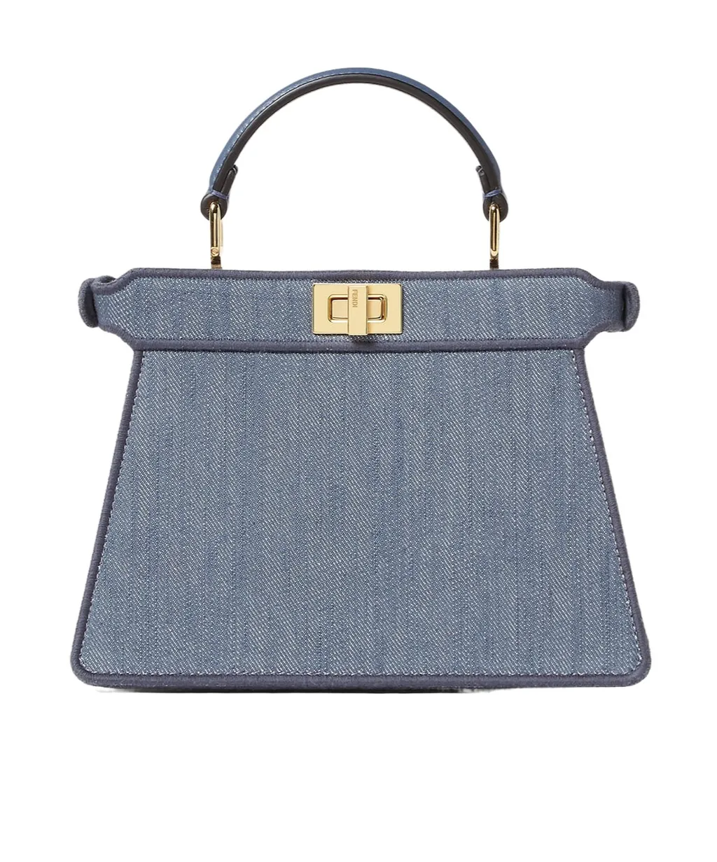 Denim Bag With Coral Bandana Embroidery