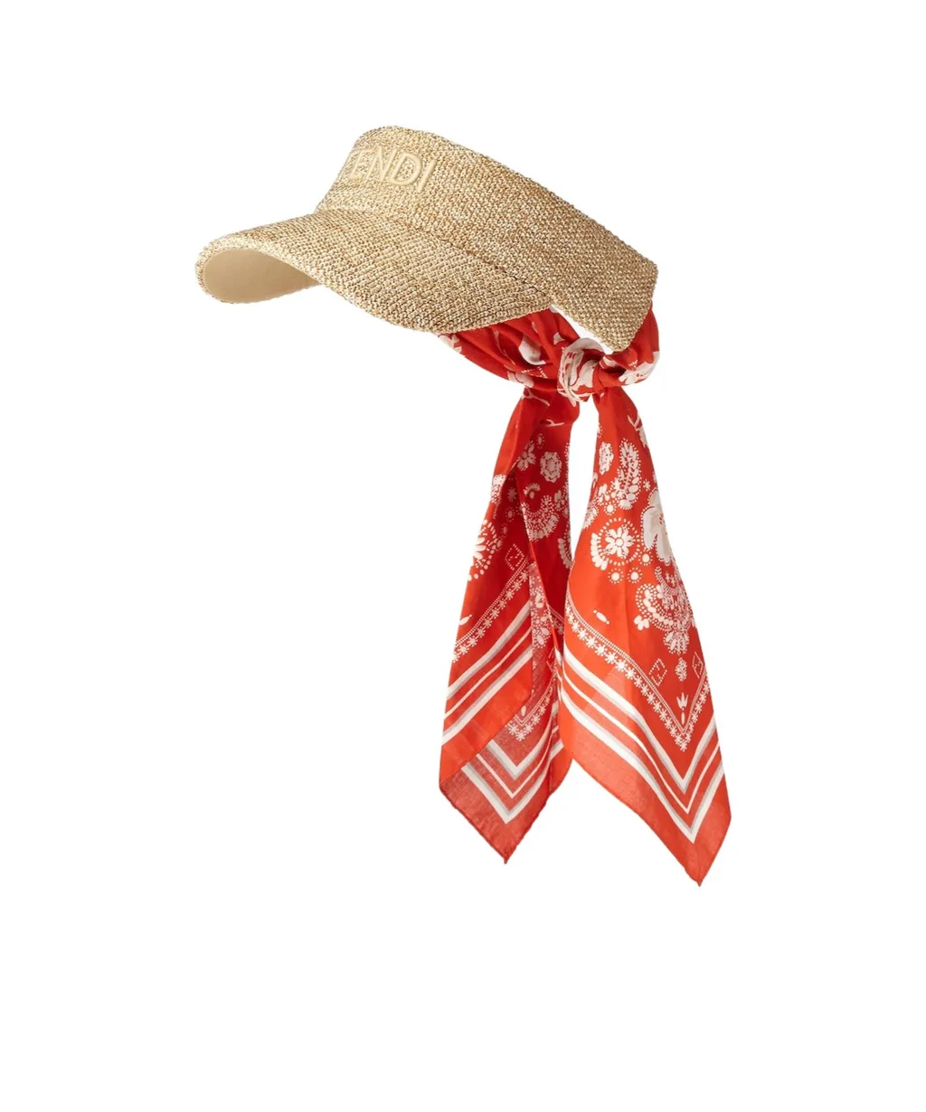 Visor With Cotton Coral Bandana Foulard