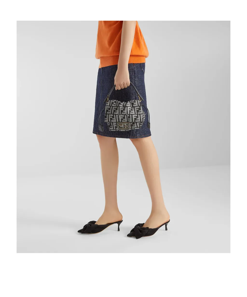 Ff Flocked Denim Mini-Bag