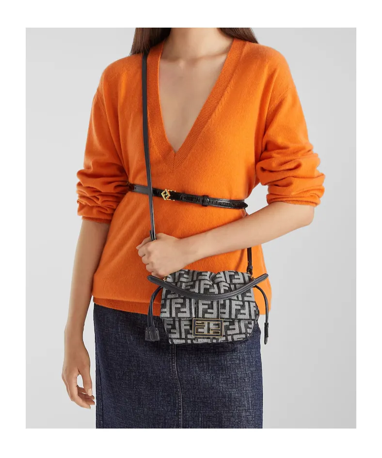 Ff Flocked Denim Mini-Bag