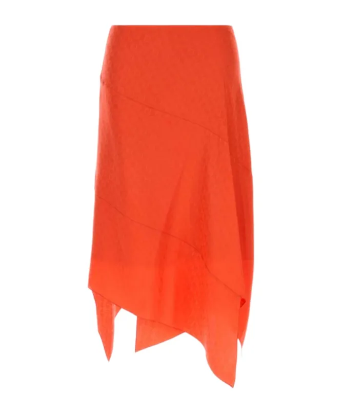 Ff Jacquard Asymmetric-Hem Midi Skirt