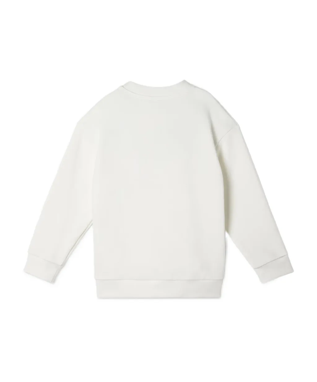 White Cotton Junior Sweatshirt With Embroidery