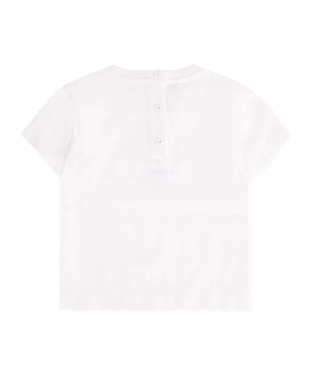 White Jersey Baby T-Shirt With Multicolour Fendi Print