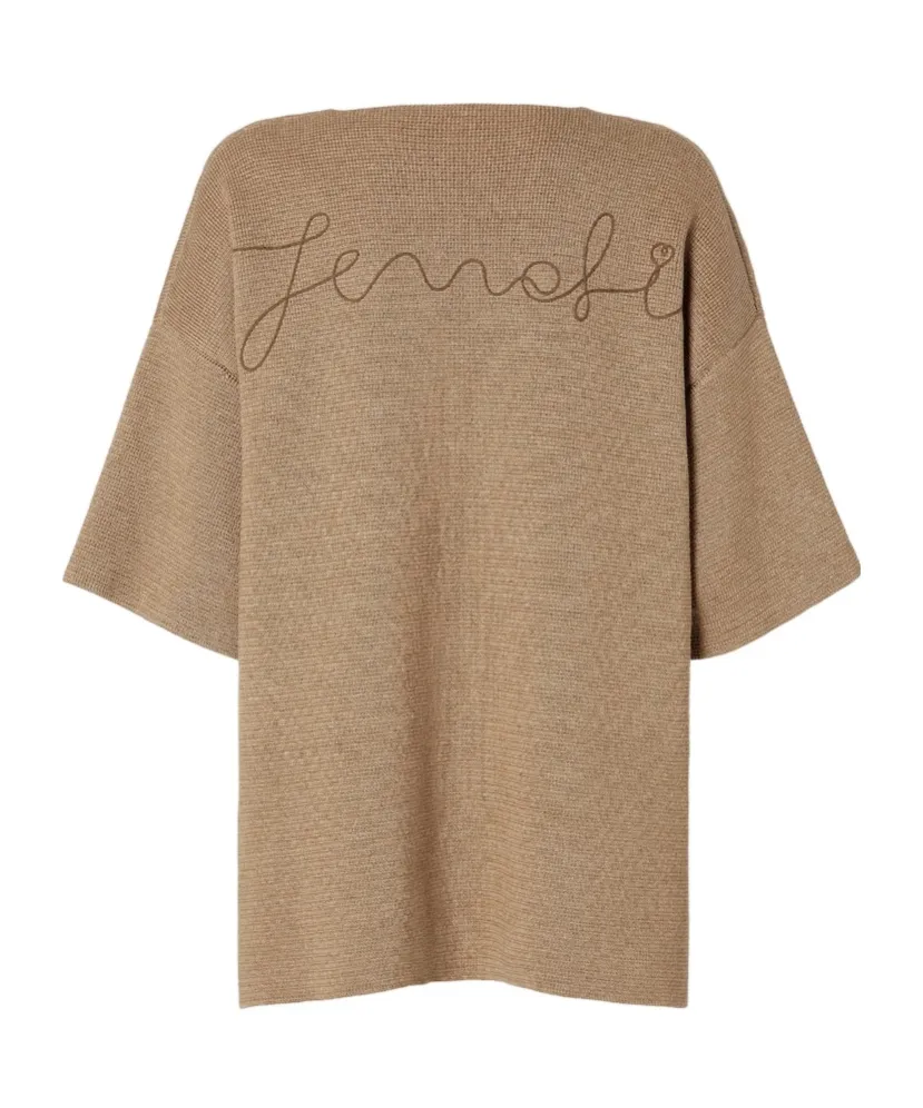 Dark Beige Cotton And Silk Sweater