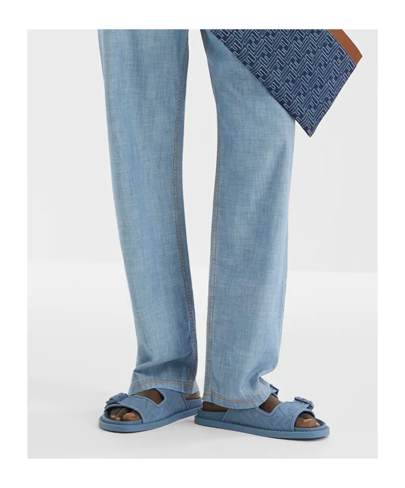Light Blue Nubuck Leather Sandals