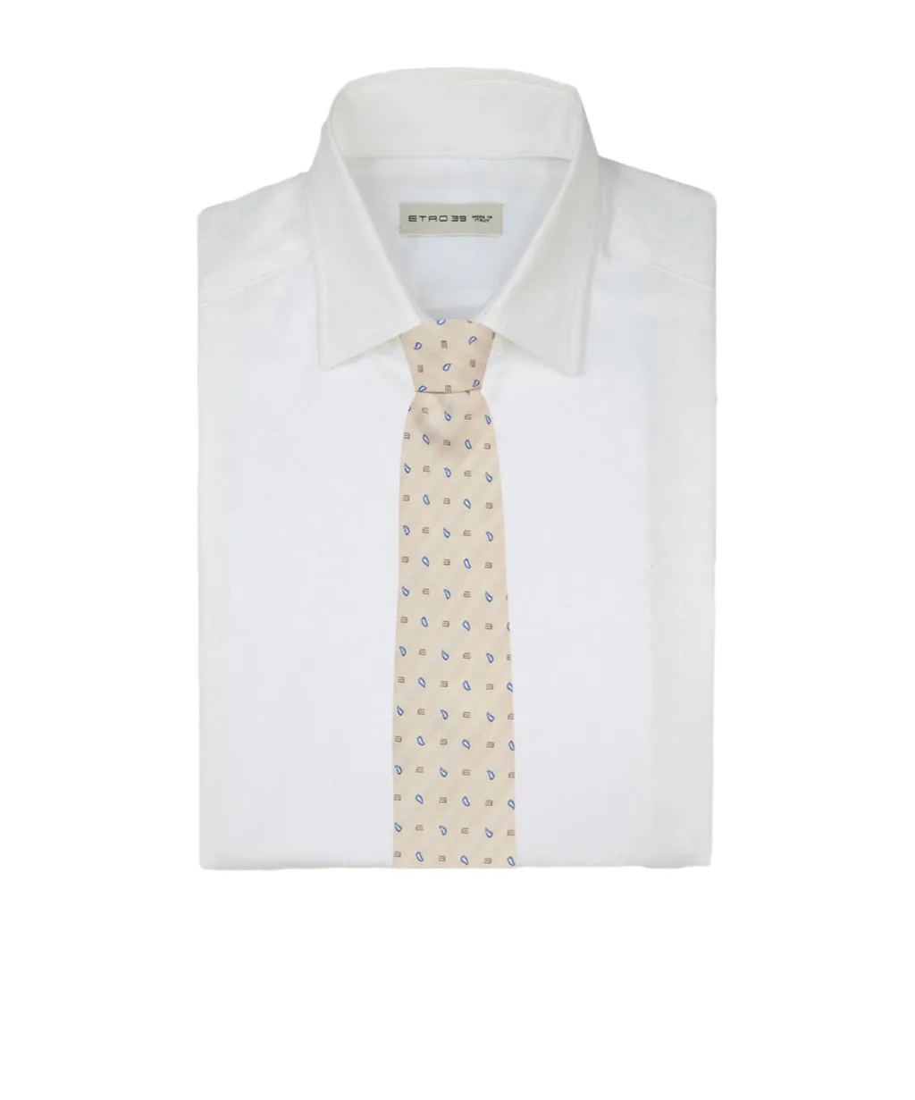 Micro-Paisley And Logo Tie