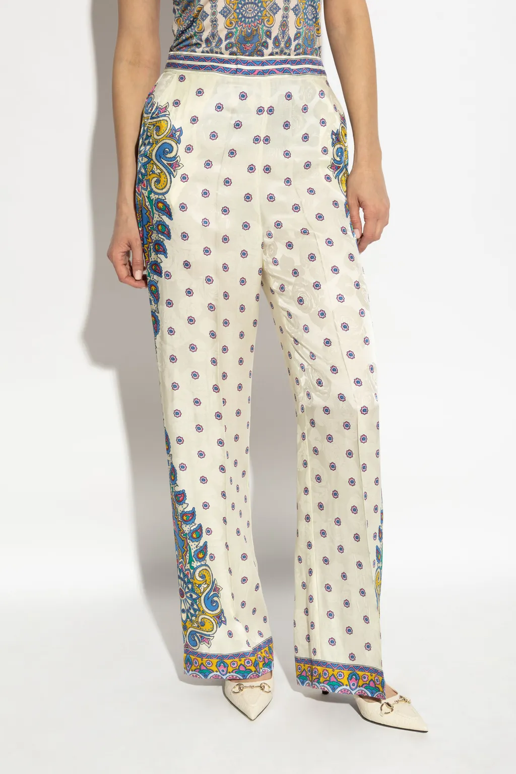 Dotted Straight Leg Trousers
