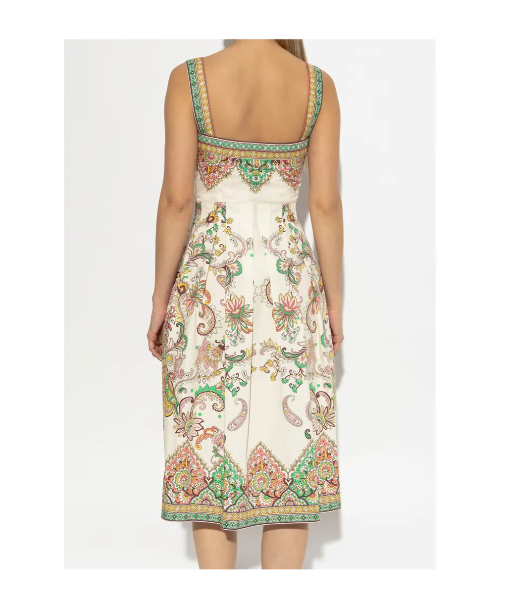 Pleated Printed Midi Dress