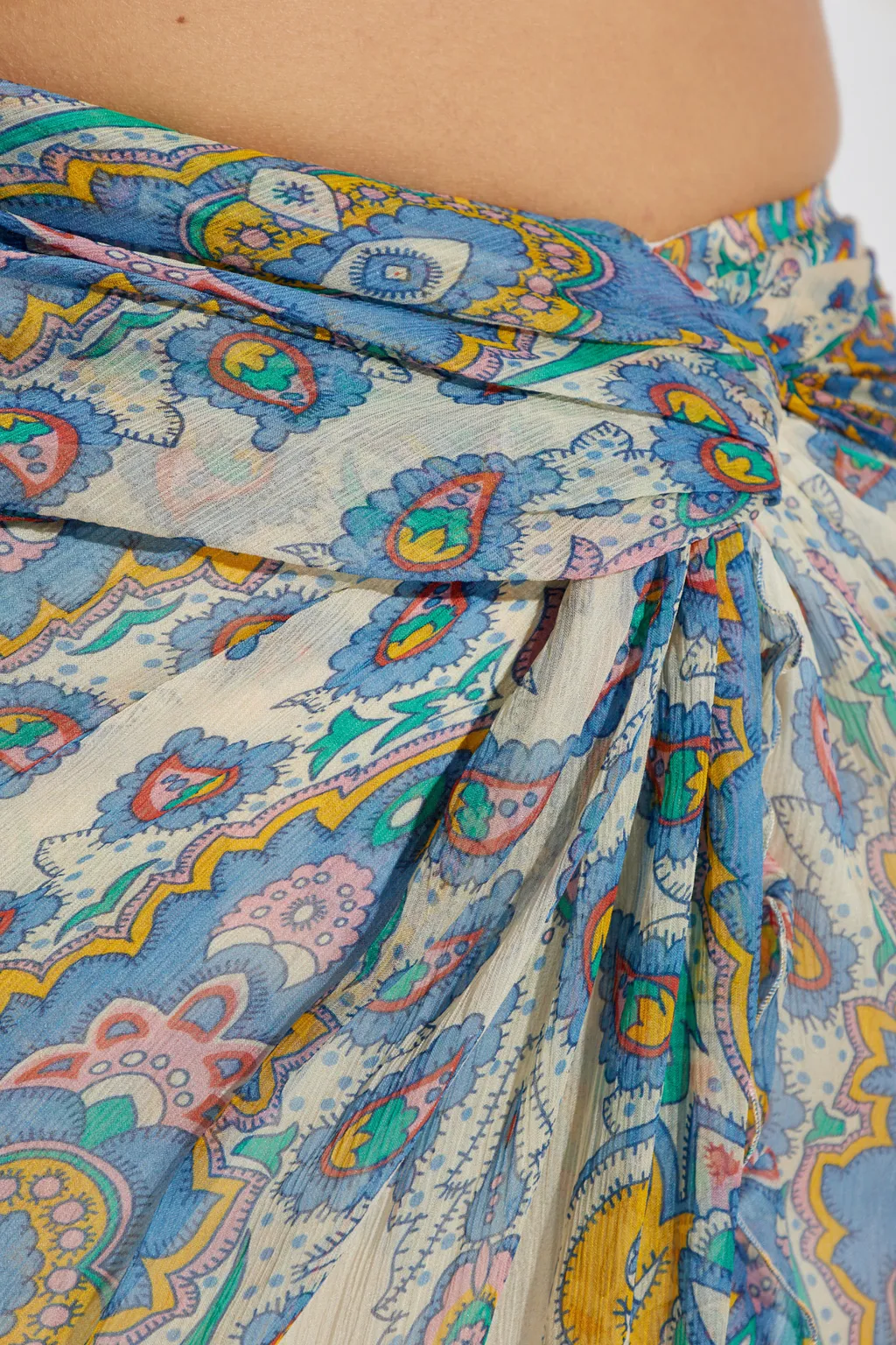 Ruffled Hem Printed Midi Skirt