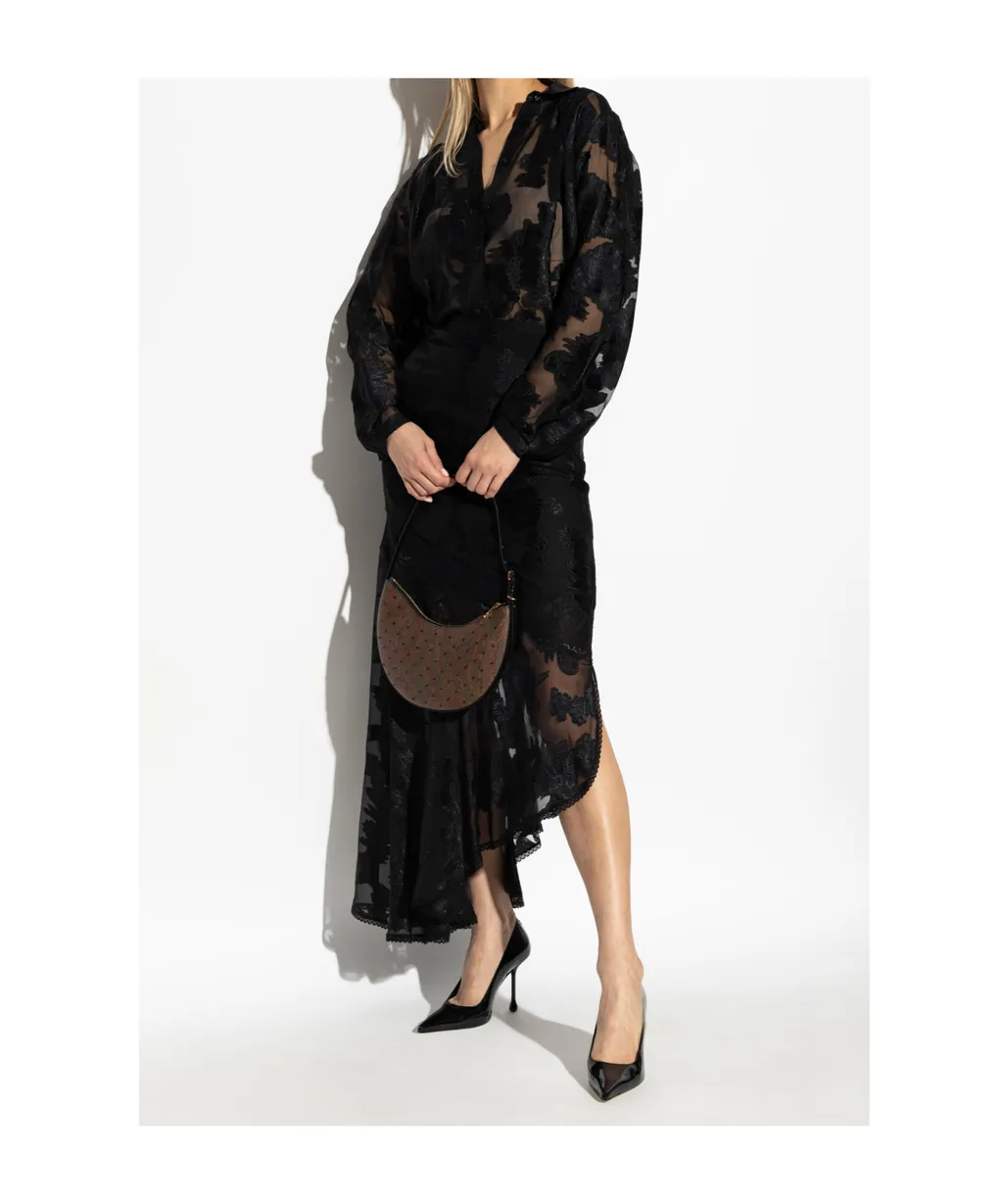 Semi-Sheer Asymmetric Chiffon Maxi Skirt